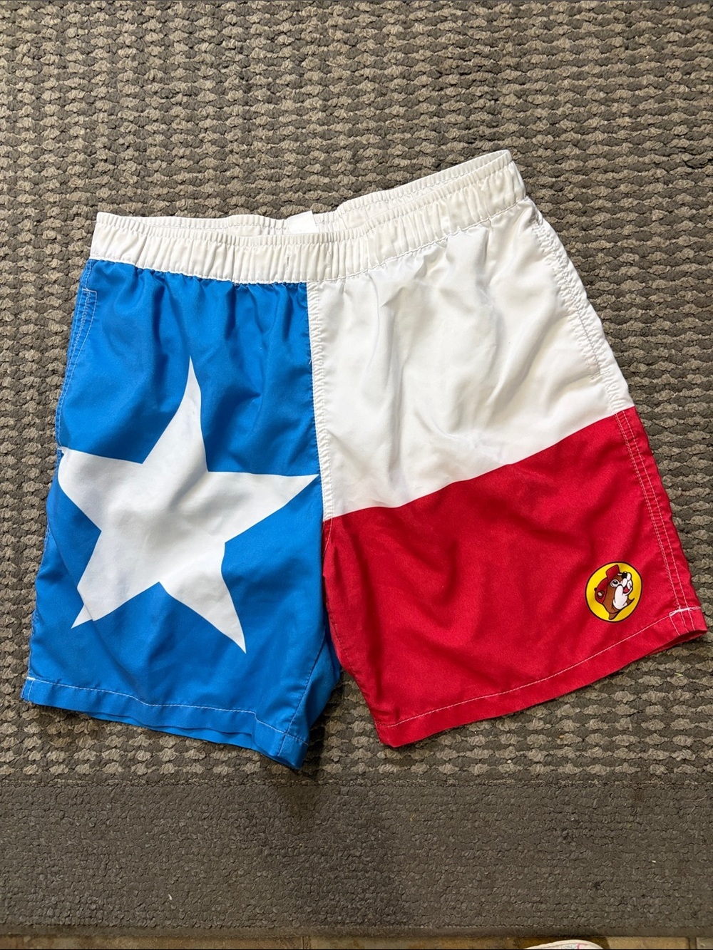 Buc-ee's Texas Flag Swim Trunks - Blue White Red